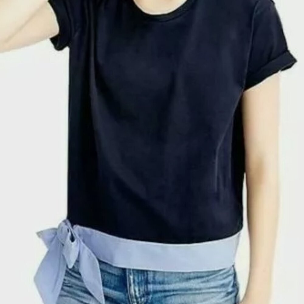 J. Crew Navy Blue Side Tie T-Shirt XS - Picture 1 of 7